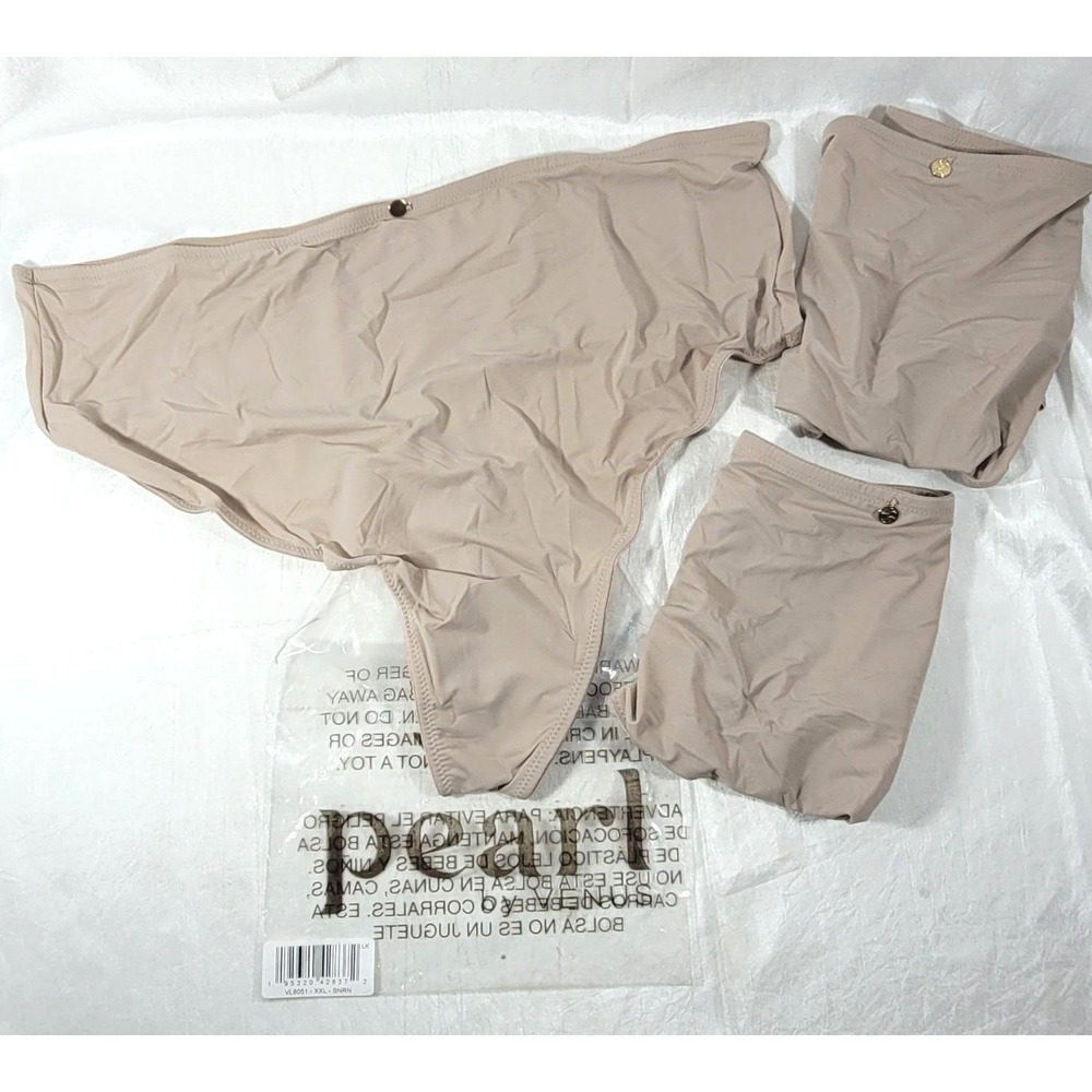 Pearl by Venus Women's 3-Pack Butter Soft Thong Panties - Sand - XXL (22/24)